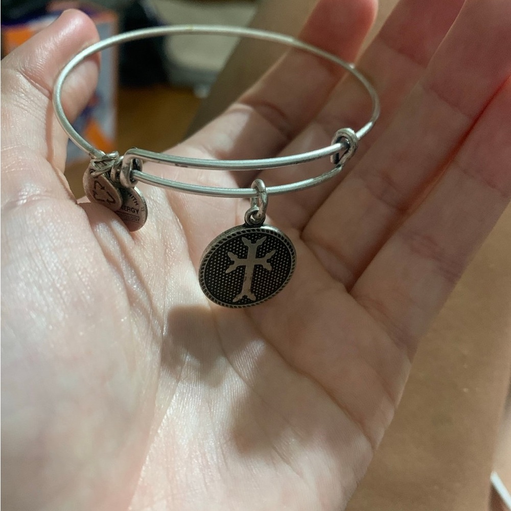 Alex and Ani Silver Cross Charm Bracelet